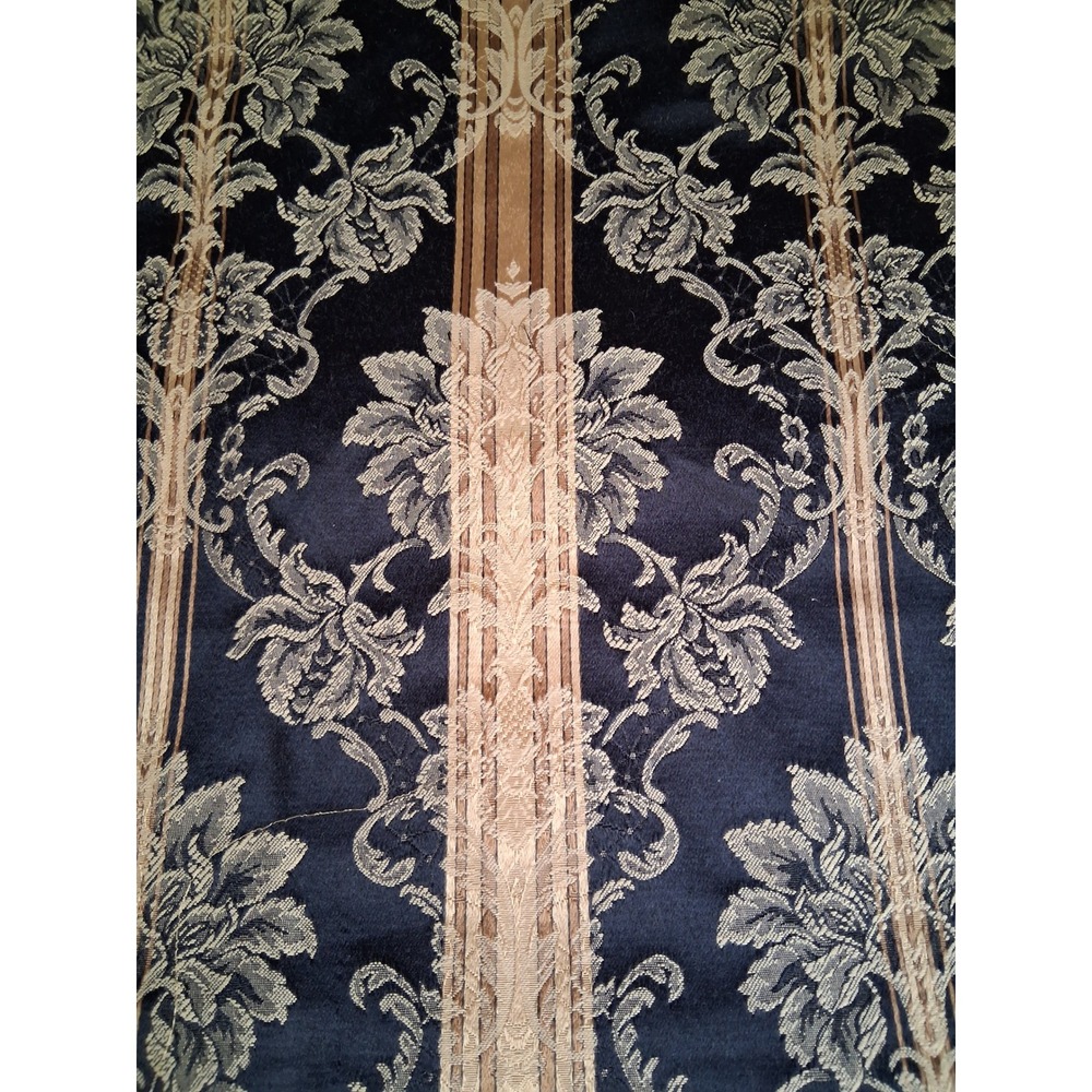 Black Gold Damask Striped Upholstery Fabric Remnant Woven Textile Luxury READ